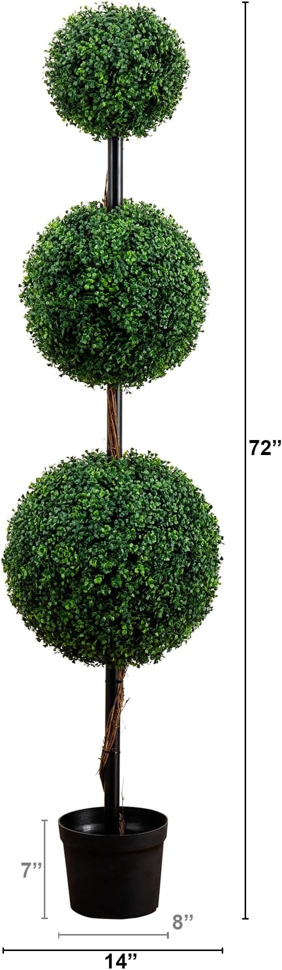 Nearly Natural 6ft. Artificial Triple Ball Boxwood Topiary Tree - Image 2