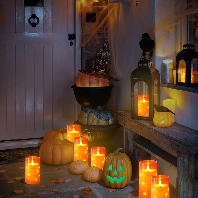 NURADA 3"x6"Flickering Flameless Candles: Built-in Star String Lights 3D Wick - Image 5