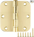 TDCHINGES Rounded Door Hinges Polished Brass 3.5 Inch 5/8" Lasting Mute | 24 by TDCHINGES