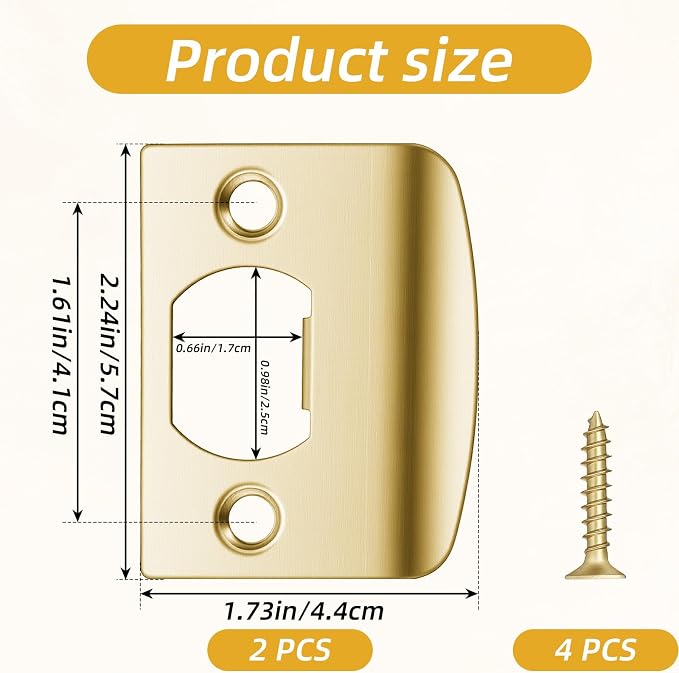 2Pcs Door Strike Plate Door Latch Plate Brass Univeral Strike Plates - Image 2