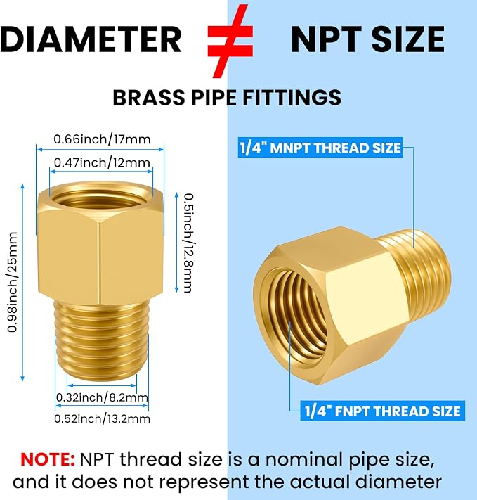 SDTC Tech Brass Pipe Fitting 1/4 NPT Thread Male to 1/4 NPT Thread Female | - Image 8