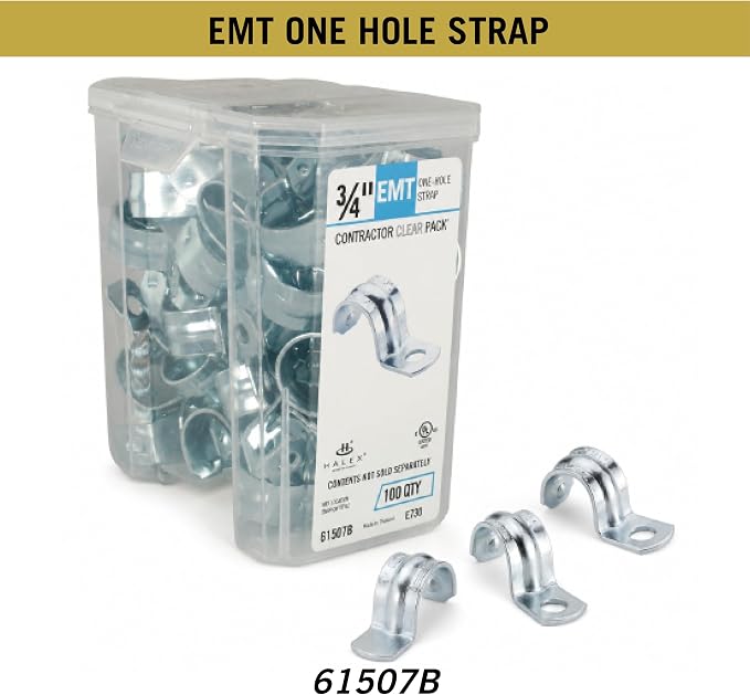 Halex 3/4 in. EMT Conduit Strap, One Hole, Galvanized Steel, 1-hole galvanized - Image 2