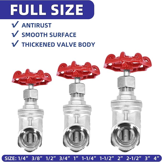 3/4" NPT Gate Valve, Heavy Duty Stainless Steel, Female Thread, DN20 | Manual - Image 7