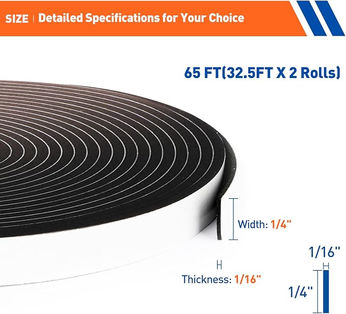 MAGZO 1/4in Wide X 1/16in Thick Ultra Thin Weather Stripping - Image 2