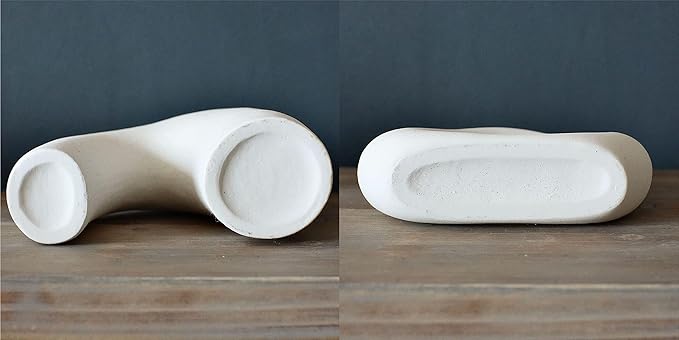 Carrot's Den Ceramic Modern Vase Set of 2, Donut Shelf Decor, Warm White | - Image 7