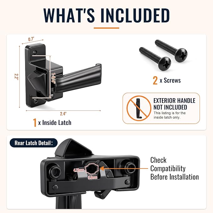 Replacement Screen Door Latch for Non-Spring Loaded Strike, Interior Latch for - Image 6