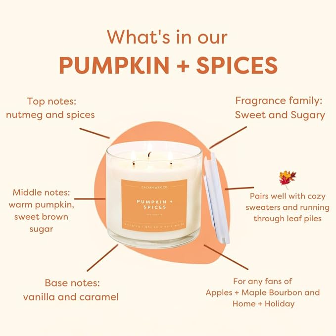 Pumpkin & Spices 3 Wick Scented Candle - Image 6