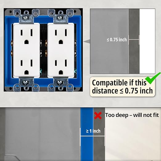 3/4” Blue Double Gang Outlet Extender, Fixes Recessed or Protruding Electrical - Image 3