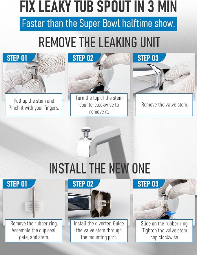 2-Pack Tub Spout Diverter Repair Kit - Image 7