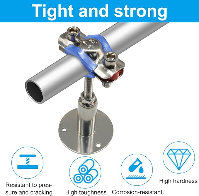 304 Stainless Steel Ceiling Mount Pipe Support Bracket 2 PCS | Heavy Duty - Image 2