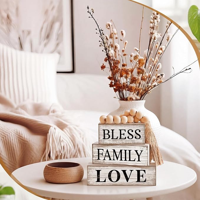 Conelist 4 Pcs Farmhouse Table Decoration Home Sweet Decor, Bless | This is Us - Image 7