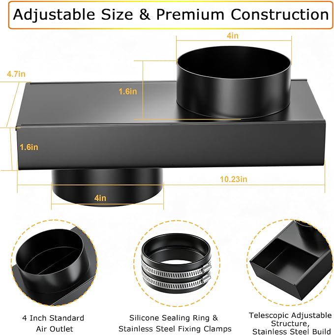 0-5" Adjustable Periscope Dryer Vent Connector Kit, Upgraded 84049 Telescoping - Image 4