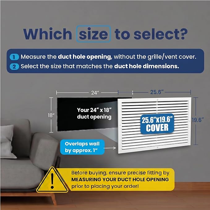 24x18 Aluminum Wall Ceiling Air Return Vent Cover HVAC Rustproof Grille - Image 2