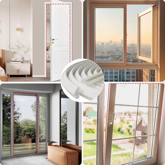 V Shape Thin Foam Weather Stripping Door Frame Seal Strip 19.7FT White | Draft - Image 8