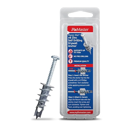 #8 Zinc Plaster Bite Self Drilling Drywall Anchors w/Screws – Heavy Duty Zinc by Unknown