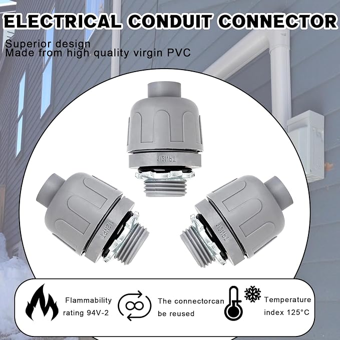 1/2 inch Liquid Tight Connector PVC Flexible Conduit Connector, Straight 180 - Image 5