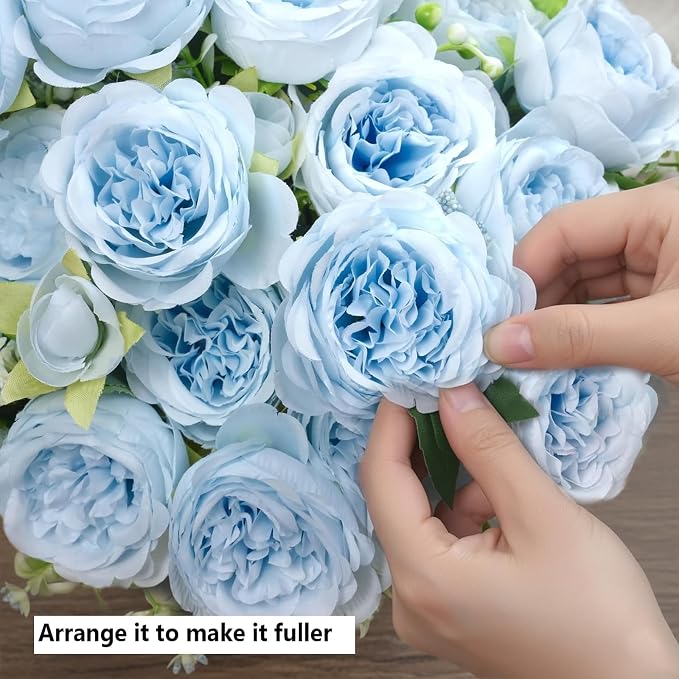 Peonies Artificial Flowers 12 Bundles Pink Flowers Bouquet, Lifelike Silk Fake - Image 9