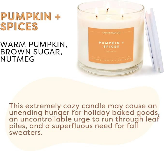 Pumpkin & Spices 3 Wick Scented Candle - Image 2