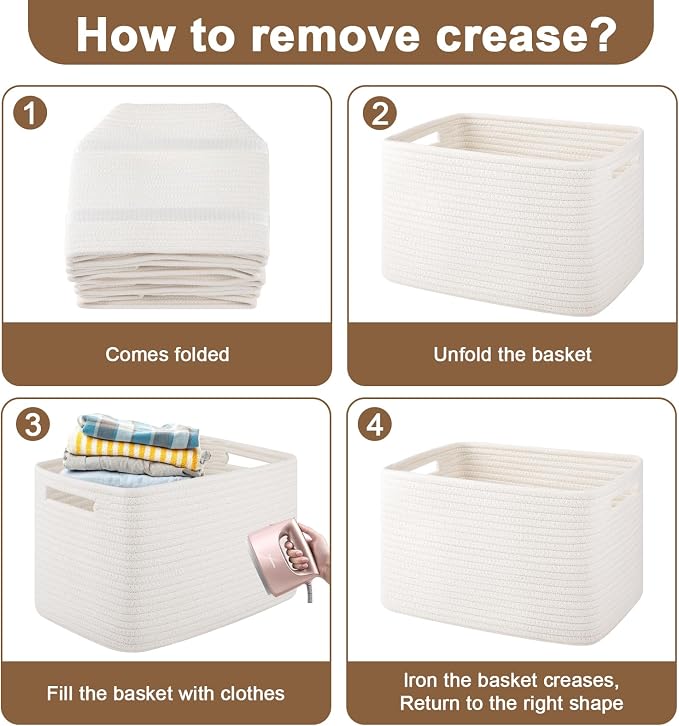 OIASKET 4Packs Natural Cotton Rope Storage Baskets - Image 9