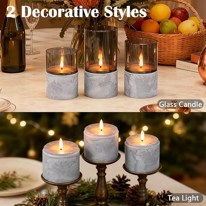 LEDHOLYT Rechargeable Marble Flameless Candles, Decorative Candles - Image 5