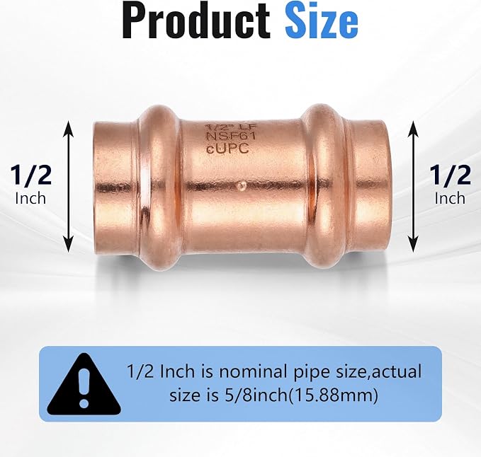 1/2" Press Coupling with Stop, Lead-Free Fittings - Image 2