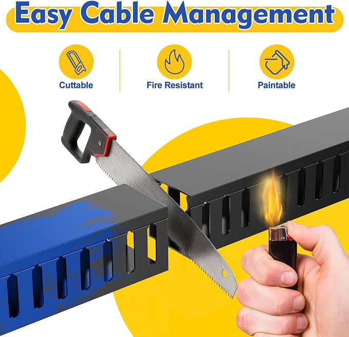 Open Slot Wiring Raceway Cable Duct, Cable Management Cord Track | 123" open - Image 5