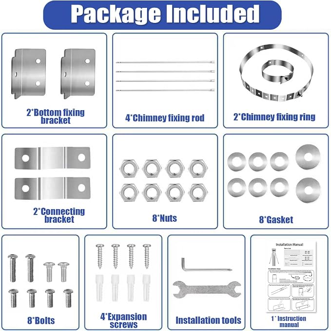 Diameter Stove Pipe Stainless Steel Roof Bracket Support Kit Adjustable - Image 2