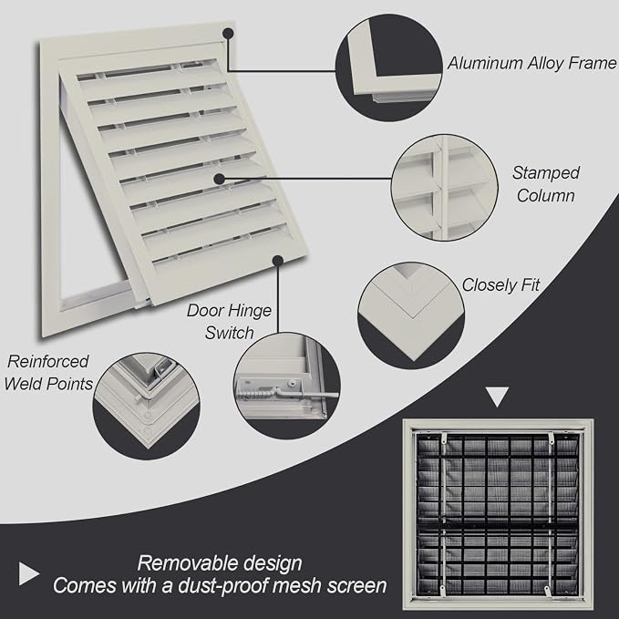 Dark Khaki Air Return Grille, Aluminum Access Panel - Image 3