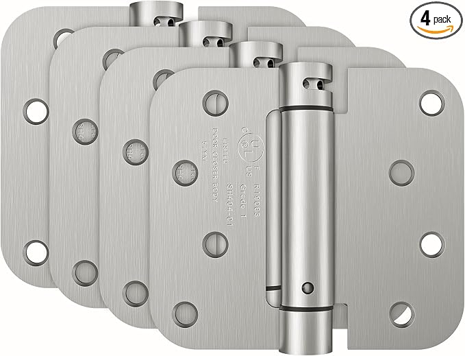 HOSOM 4 Pack Self Closing Door Hinges Brushed Nickel, 4 Inch 5/8'' Radius by HOSOM