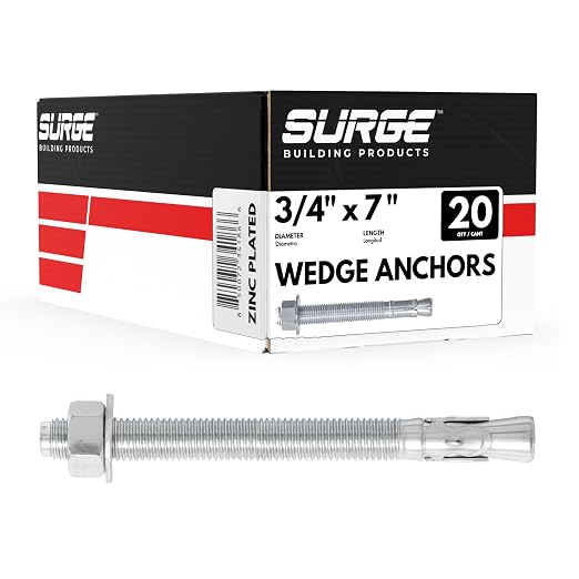 3/4" x 7" Zinc-Plated Wedge Anchors by SurgeBuildingProducts