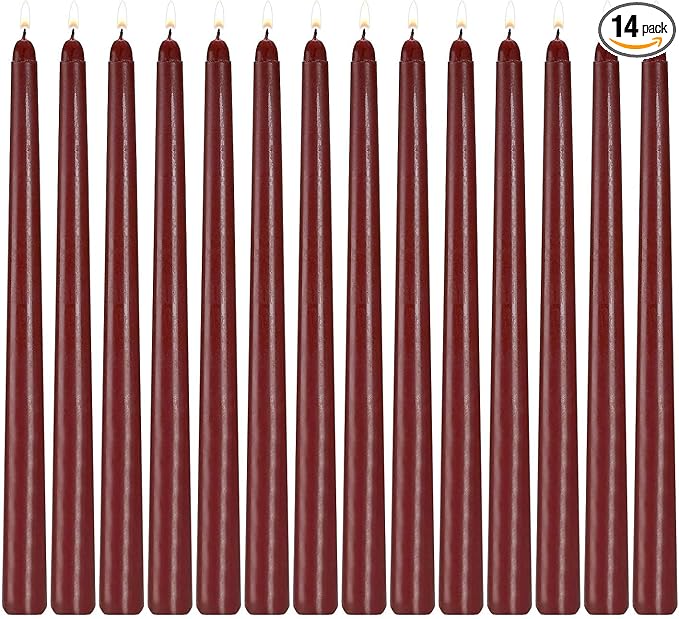 Howemon 14 Pack Dark Red Taper Candles 12 Inch Tall 3/4 Inch Thick Burn 10 Hours by Howemon
