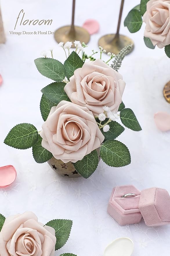 Artificial Flowers 25pcs Real Looking Nude Foam Fake Roses - Image 4