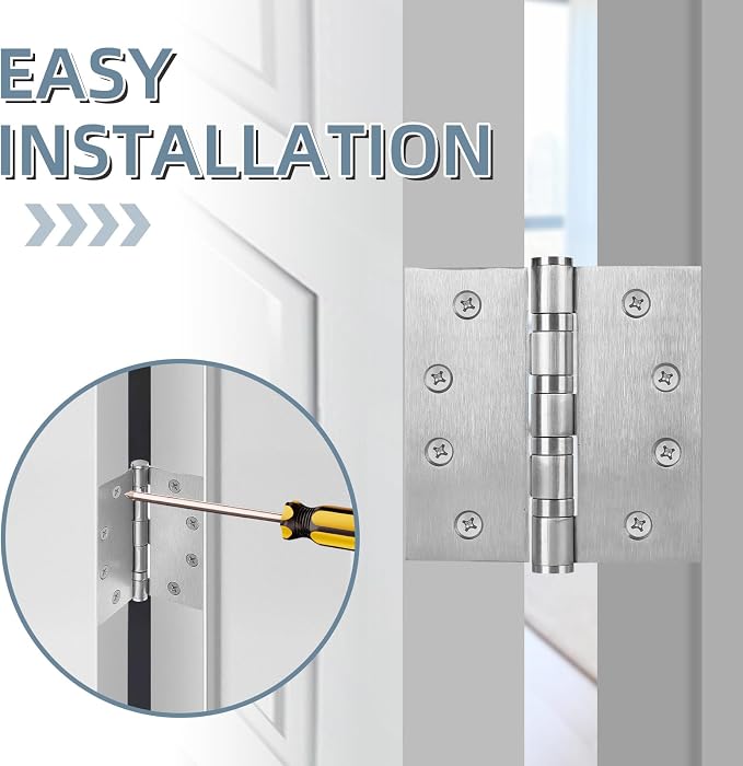 3 Pack Stainless Steel 4'' Door Hinges, 4in x 4in Heavy-Duty Ball Bearing Door - Image 6
