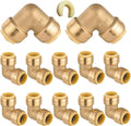 12PC HeSun 3/4" x 3/4" Push-fit 90 Degree Elbow | Brass Push-to-Connect by HeSun
