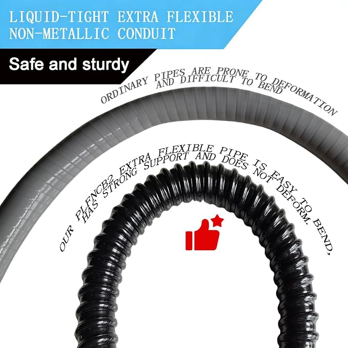eflyefly Black Flex Liquid Tight Conduit 1/2 Non Metallic Flexible Electrical - Image 4