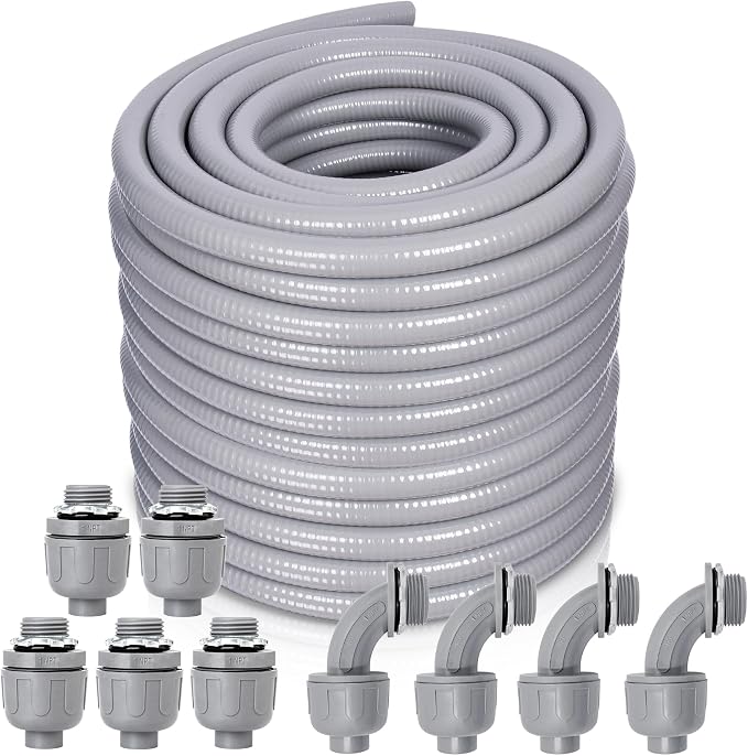 1 Inch 100 FT Non Metallic Liquid-Tight Conduit and Connector Kit by Feotech
