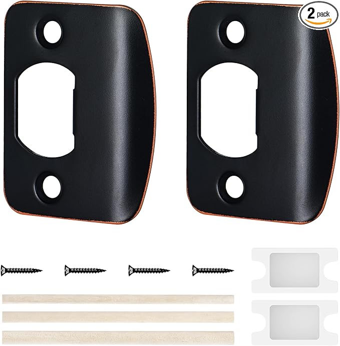Standard Door Strike Plate, 2-1/4"x1-3/4, Deadbolt Strike Plate | 2 Pack by BonKuDoo