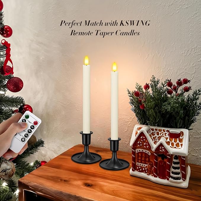 Candlestick Holders 2 PCS Short Metal Taper Candle Holders, KSWING Black Candle - Image 5