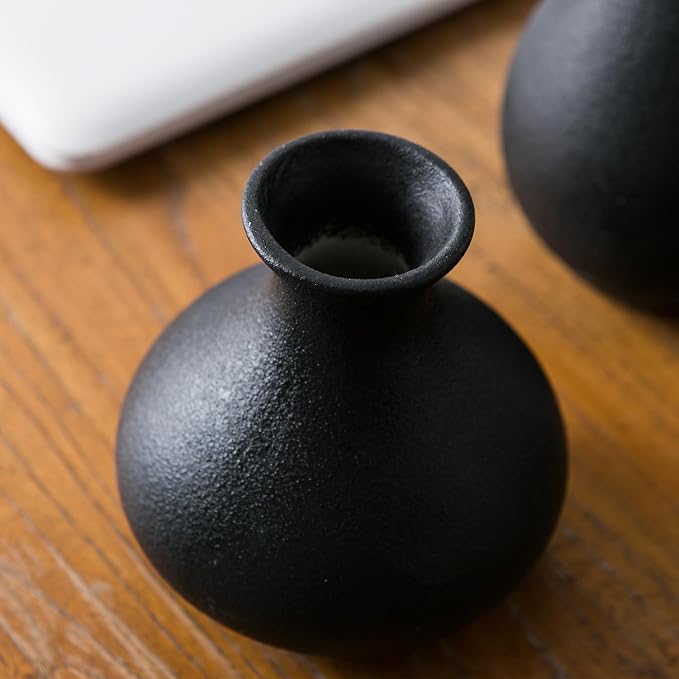 Black Bud Vases, Ceramic Small Vase Set of 5, Mini Vases - Image 8