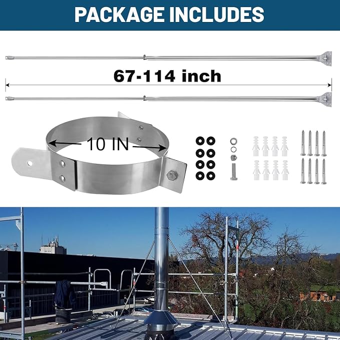 10" Extended Roof Bracket Kit, Adjustable Chimney Support - Image 3
