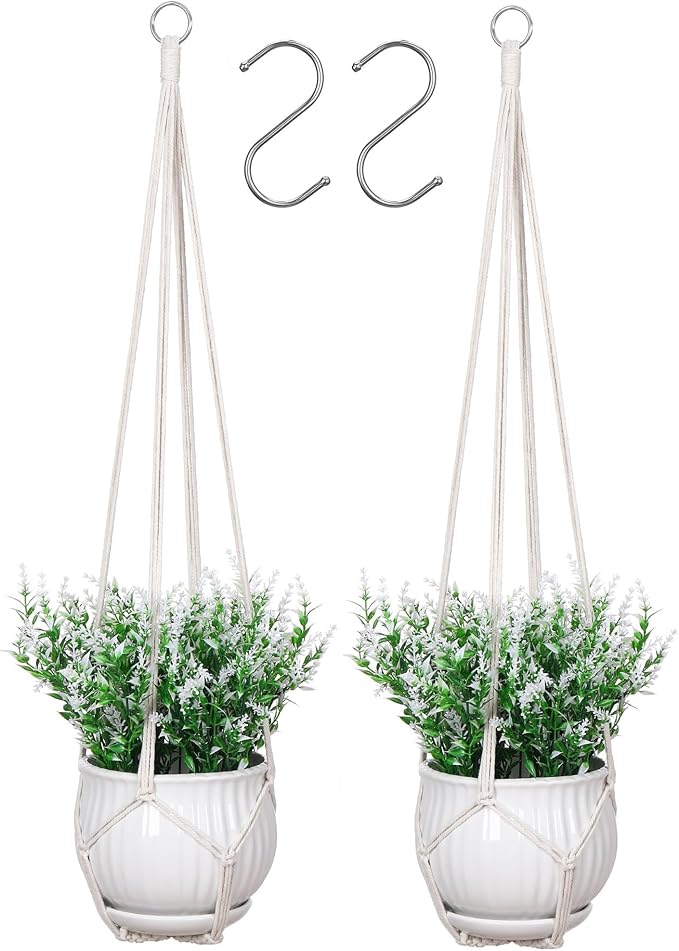 YIBOT 2 Pack 35" Macrame Plant Hangers, Hanging Planters - Image 7