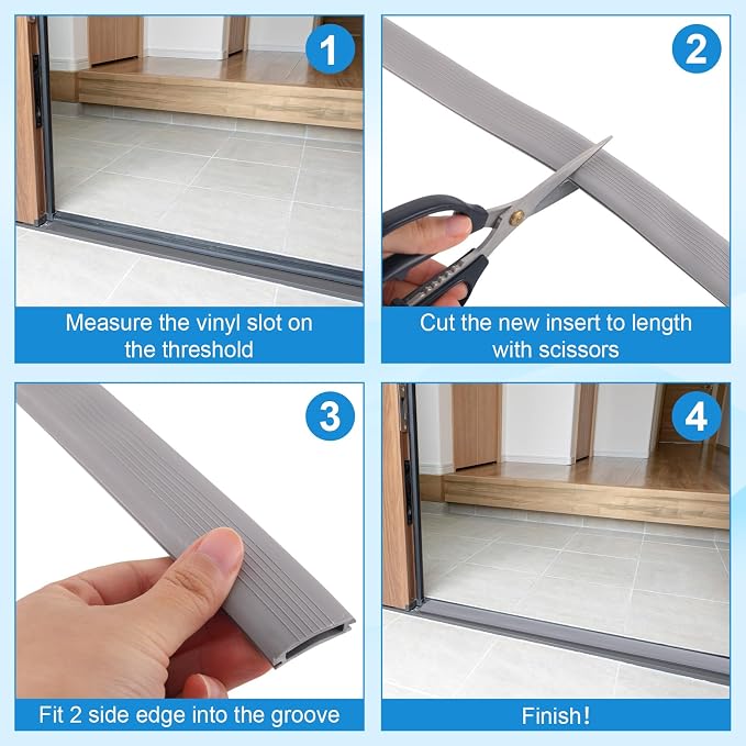 2 Pack 36 Inch Door Threshold Seal Vinyl Replacement Insert - Image 4