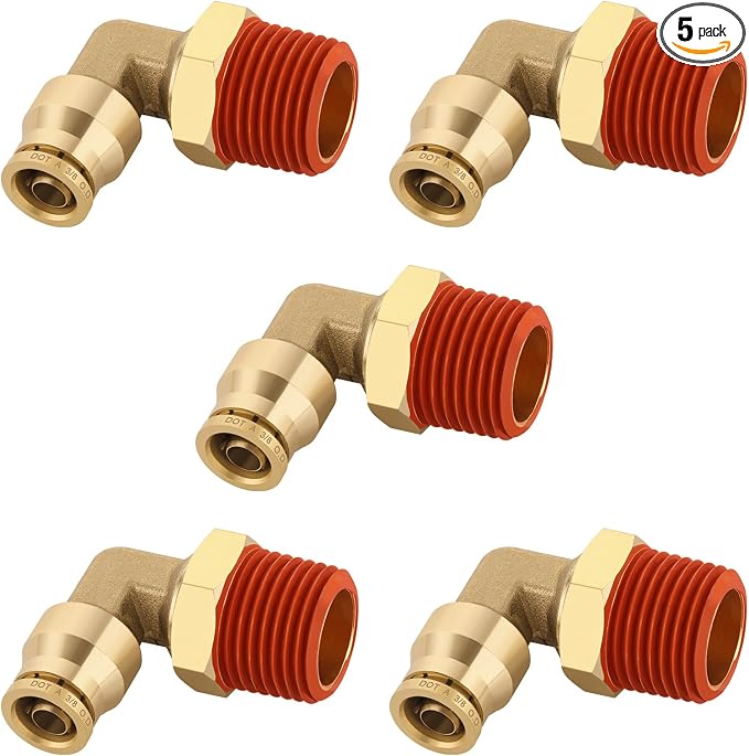 90° Swivel Male Elbow, 3/8" Tube x 1/2" NPT, DOT Approved 5PCS | by BOERAY