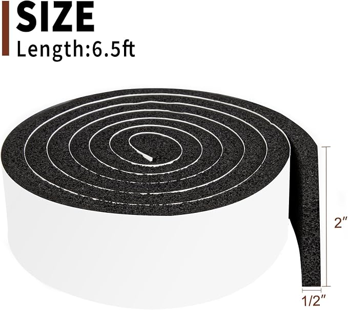 Yotache Open Cell Air Conditioning Weatherstrip Insulation Foam 2" x1/2" | Self - Image 2