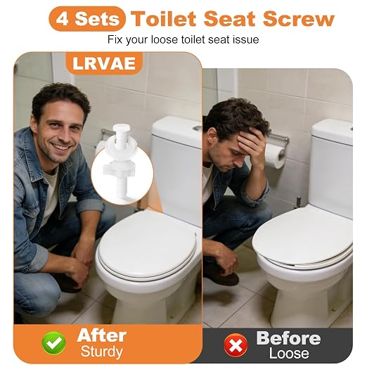 4 Pcs Toilet Seat Screws, Including Plastic Bolts, Nuts and Washers, Durable - Image 6