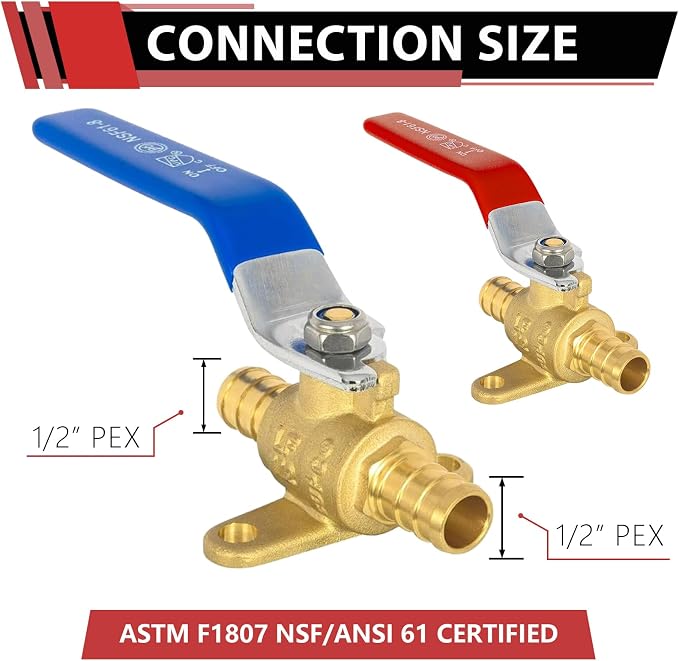 2PC EFIELD 1/2" Crimp Pex Ball Valve - Image 2