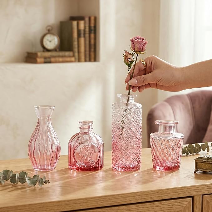 CUCUMI 12pcs Bud Vases for Centerpieces, Decorative Flower Vases for Wedding - Image 5