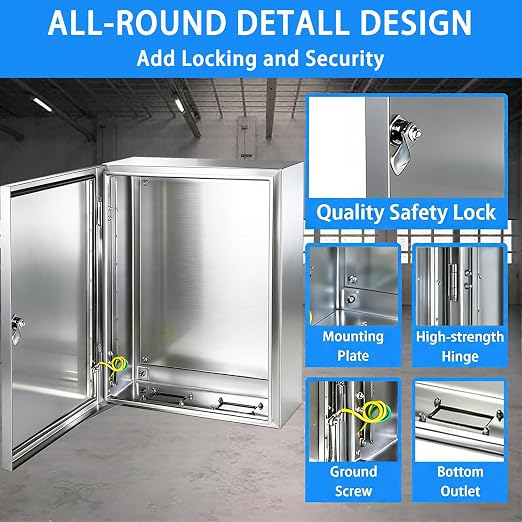 Electrical Enclosure 20x16x8, 304 Stainless Steel Enclosure IP66 Waterproof and - Image 4