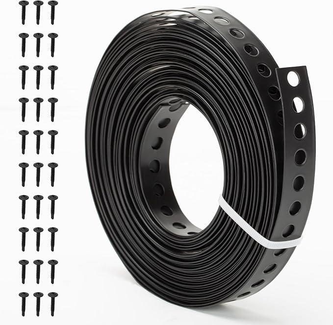 Black Metal Strap with Holes 3/4 Inch×33-Feet Perforated Galvanized Hanger by AxiSculpt