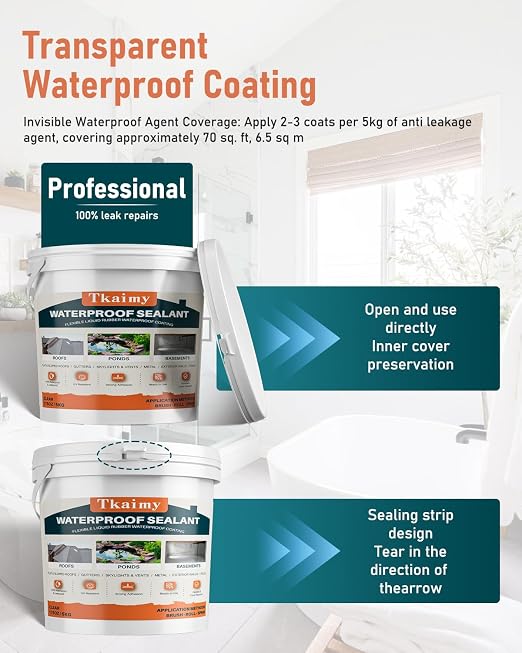 Tkaimy Waterproof Sealant 175oz, Leak Repair, Indoor and Outdoor Use | - Image 7